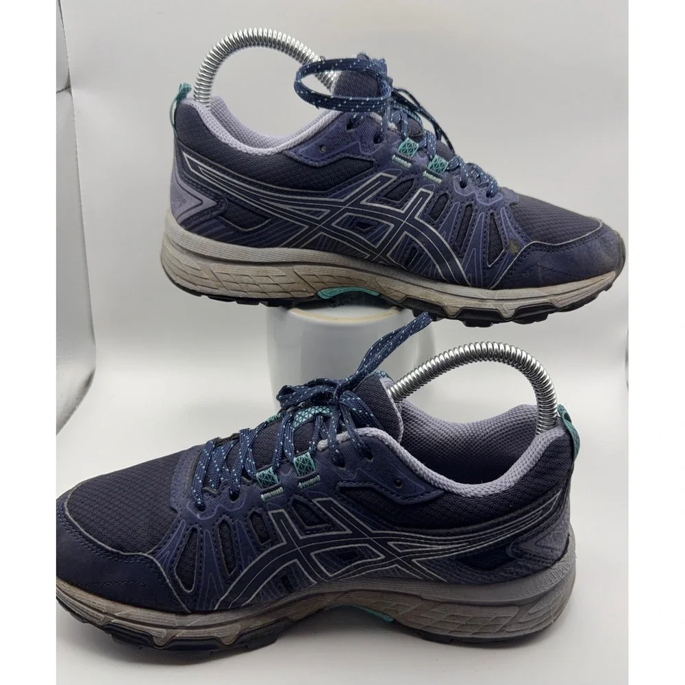 Asics Gel-Venture 7 Trail Running Shoes Womens 6.5 Wide Navy Blue Good 1012A477
